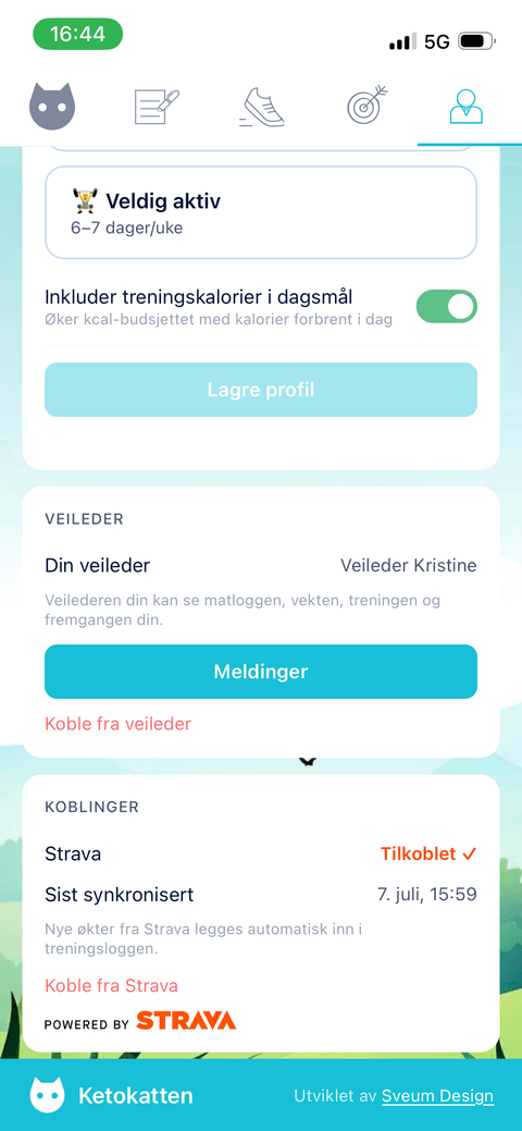 Connections: Strava linked with automatic sync